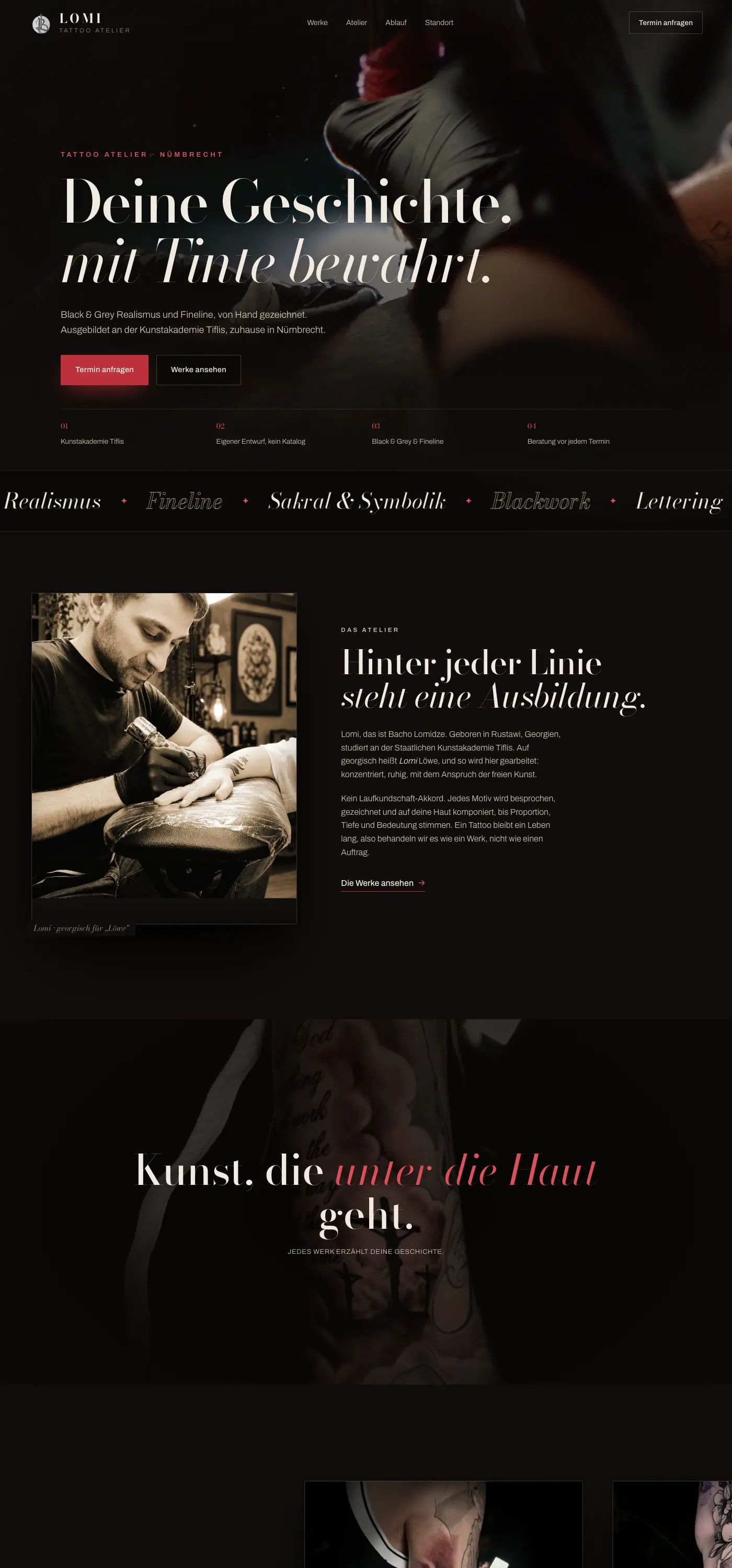Website von Tattoo Atelier Lomi