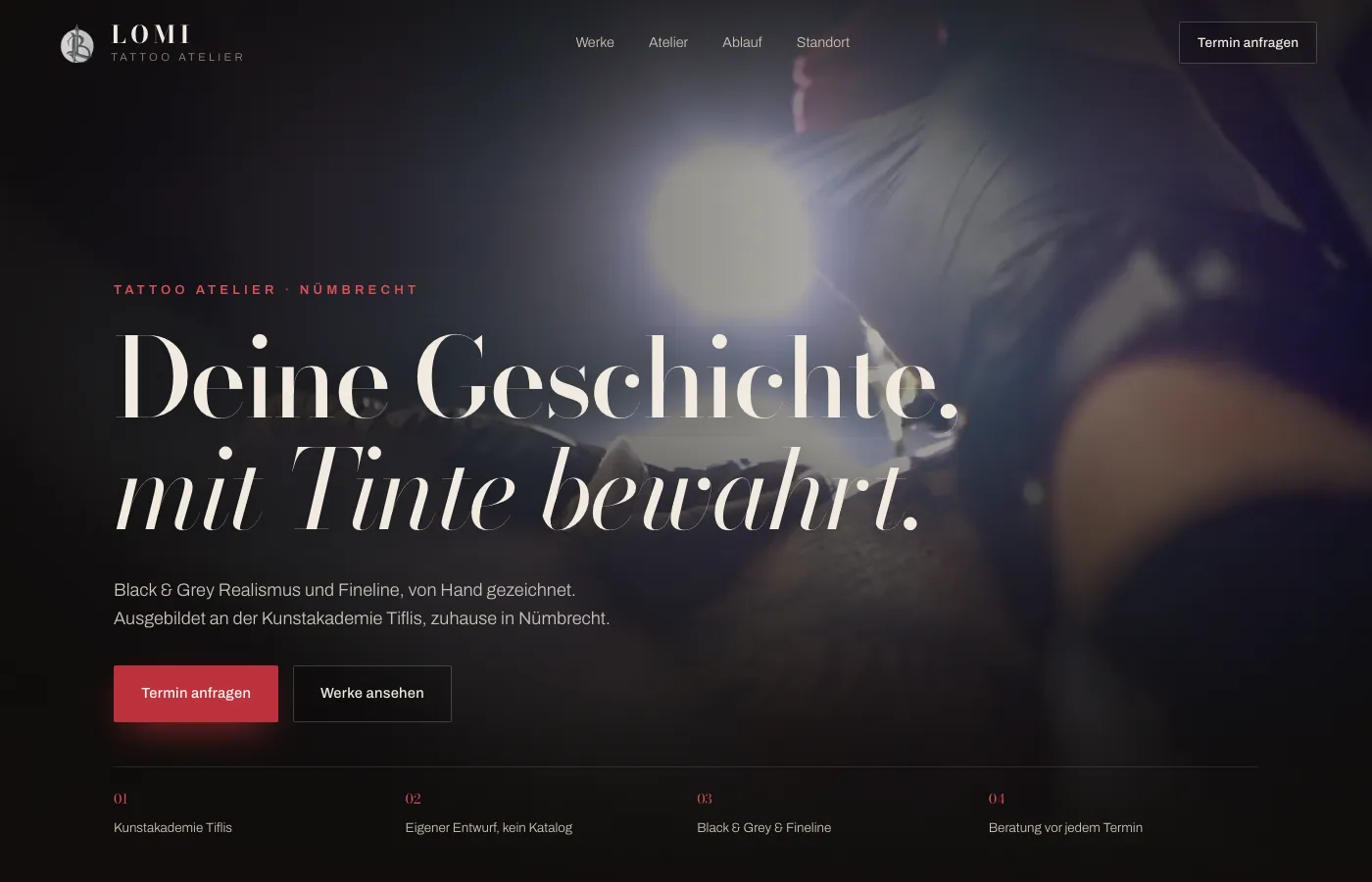 Website von Tattoo Atelier Lomi